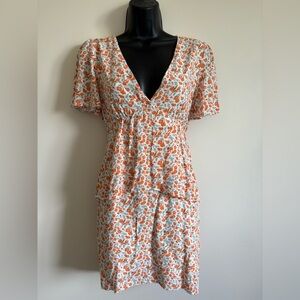 #13 The Korner Viscose Dress with Orange Florals 18.5-19” PTP